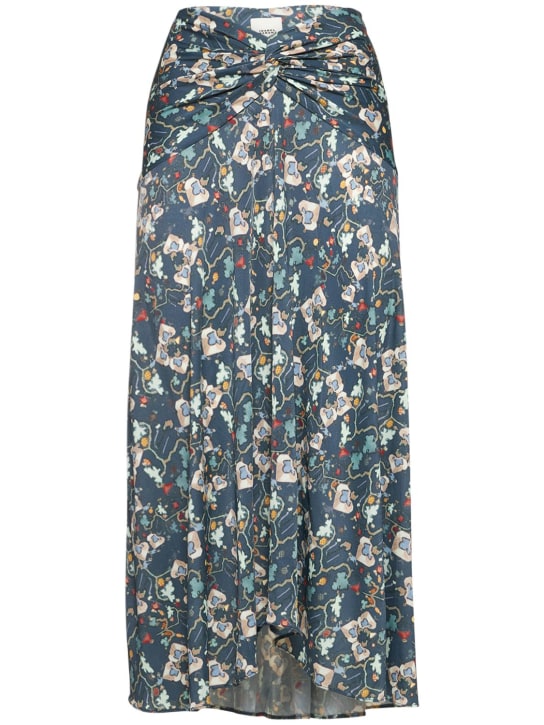 Isabel Marant: Falda midi de viscosa de seda estampada - Verde/Multi - women_0 | Luisa Via Roma