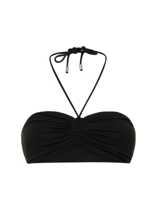Michael Kors Collection: Stretch jersey self-tie bandeau top - Black - women_0 | Luisa Via Roma