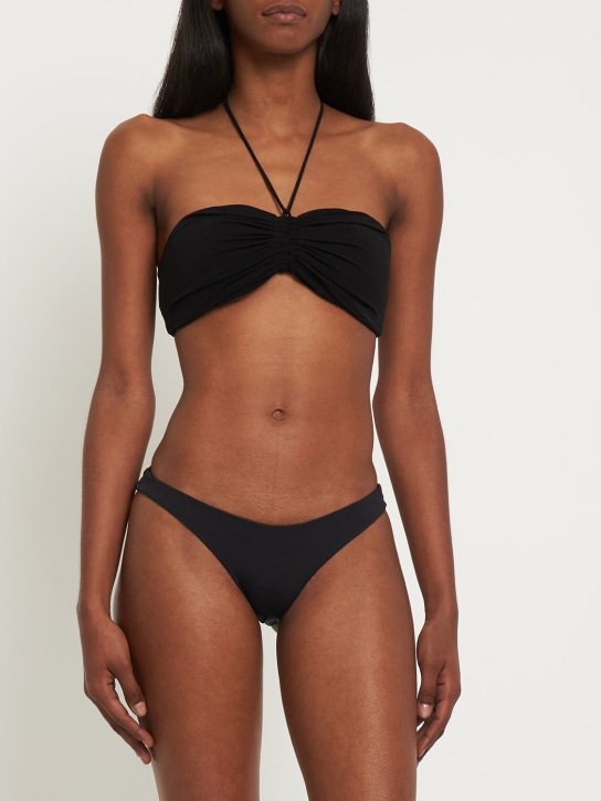 Michael Kors Collection: Stretch jersey self-tie bandeau top - Black - women_1 | Luisa Via Roma