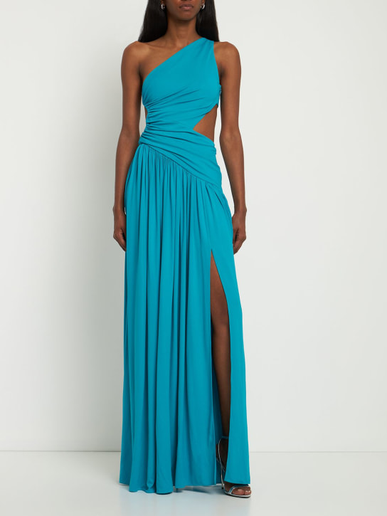 Michael Kors Collection: Langes Kleid aus Jersey mit Ausschnitt - Türkis - women_1 | Luisa Via Roma