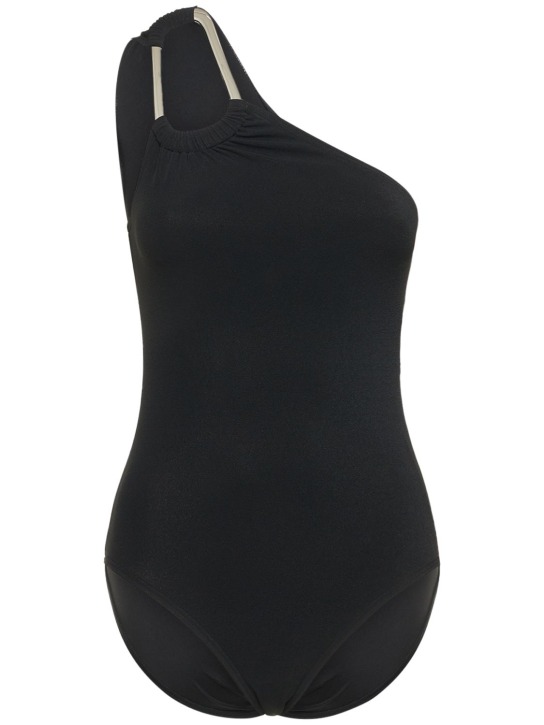 Michael Kors Collection: 弹力平纹针织单肩连体泳衣 - 黑色 - women_0 | Luisa Via Roma