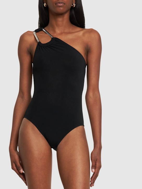 Michael Kors Collection: Stretch jersey one shoulder swimsuit - Black - women_1 | Luisa Via Roma