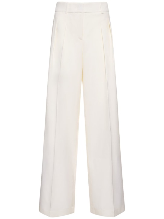 Michael Kors Collection: Pantalones anchos de sarga de lana - Blanco - women_0 | Luisa Via Roma