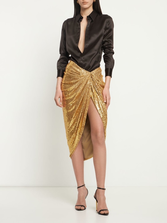 Michael Kors Collection: Gonna midi con paillettes - Oro - women_1 | Luisa Via Roma