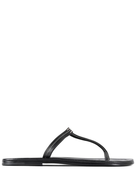 Toteme: 10mm T-strap leather thong sandals - Black - women_0 | Luisa Via Roma