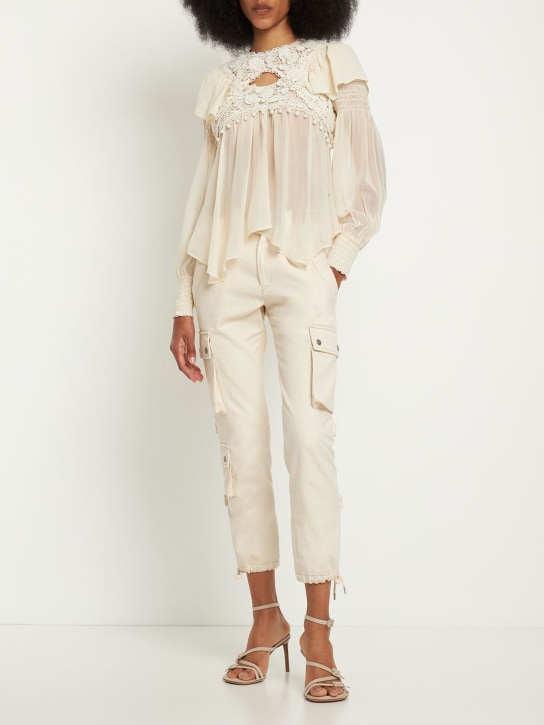 Isabel Marant: Elodie コットンカーゴパンツ - エクリュ - women_1 | Luisa Via Roma