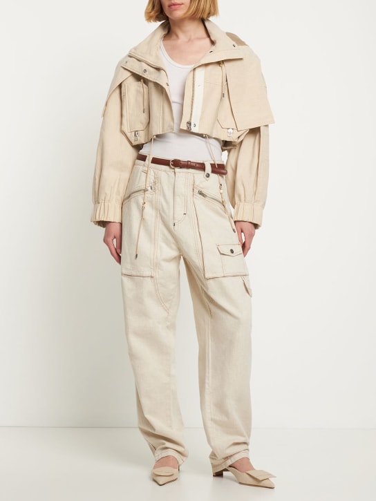 Isabel Marant: Pantalon en coton mélangé Paciane - Écru - women_1 | Luisa Via Roma