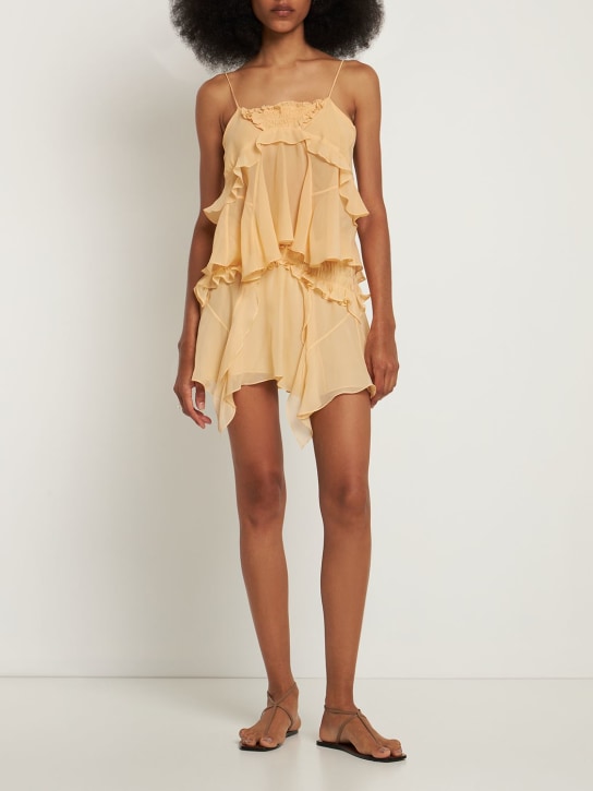 Isabel Marant: Jupe courte en soie à volants Tripsy - Jaune - women_1 | Luisa Via Roma