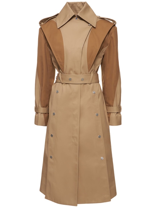 MUGLER: TRENCHCOAT AUS GABARDINE - Beige - women_0 | Luisa Via Roma