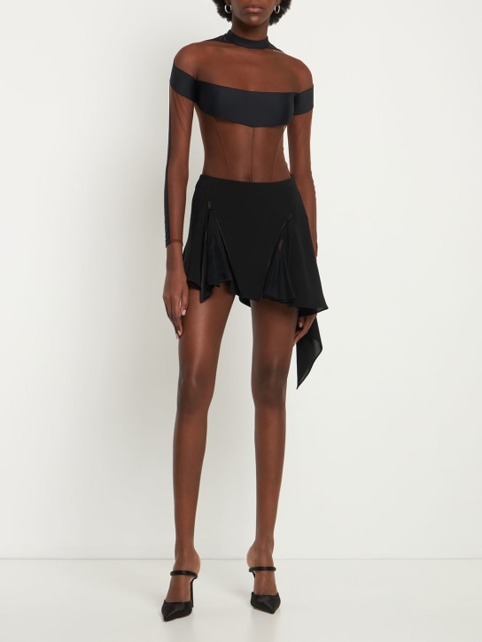 MUGLER: Asymmetrischer Minirock aus Cady - Schwarz - women_1 | Luisa Via Roma