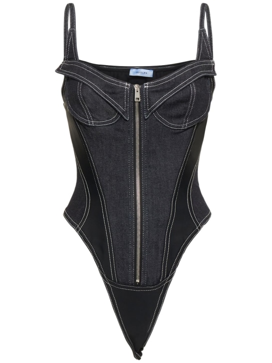 Denim front zip corset bodysuit - MUGLER - Women