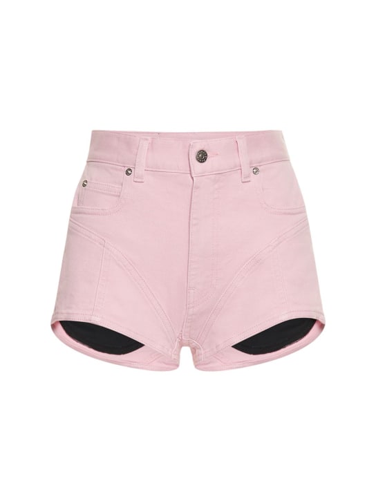 MUGLER: デニムショートパンツ - ピンク/ブラック - women_0 | Luisa Via Roma