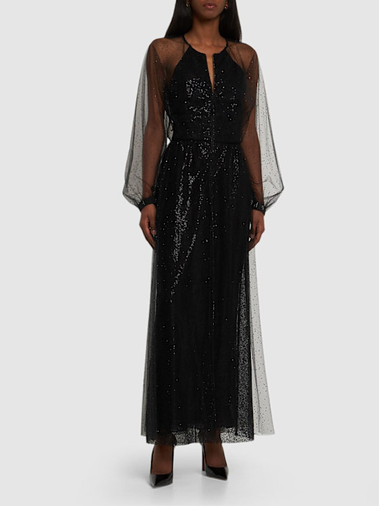 Sequined tulle long gown - Thumbnail 2