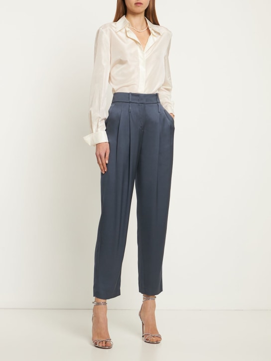 Giorgio Armani: Pleated silk satin pants - Indago - women_1 | Luisa Via Roma