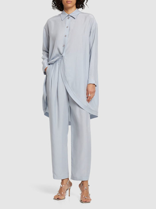Pleated silk crepe high waist pants - Thumbnail 2