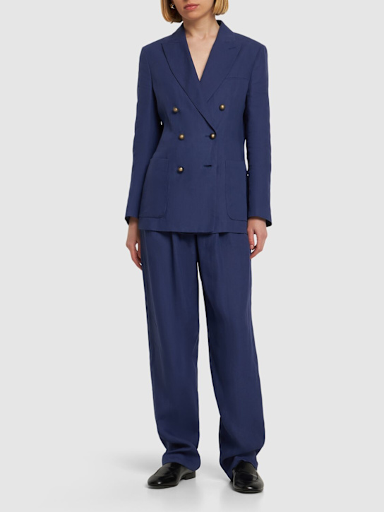 Double breast linen blazer - Thumbnail 2
