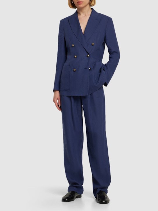 Pleated linen wide pants - Thumbnail 2