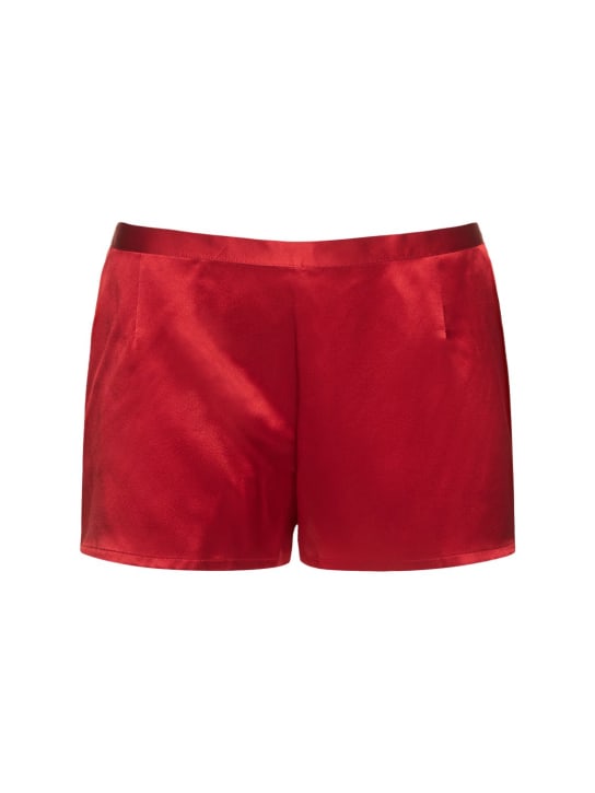 La Perla: Shorts in raso di seta - Rosso - women_0 | Luisa Via Roma