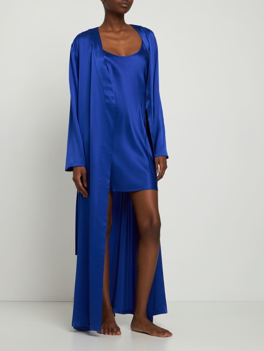 La Perla: Long satin silk robe - women_1 | Luisa Via Roma