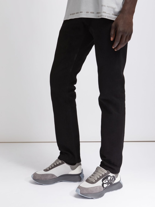 Alexander McQueen: Sprint Runner fabric & leather sneakers - White/Grey - men_1 | Luisa Via Roma