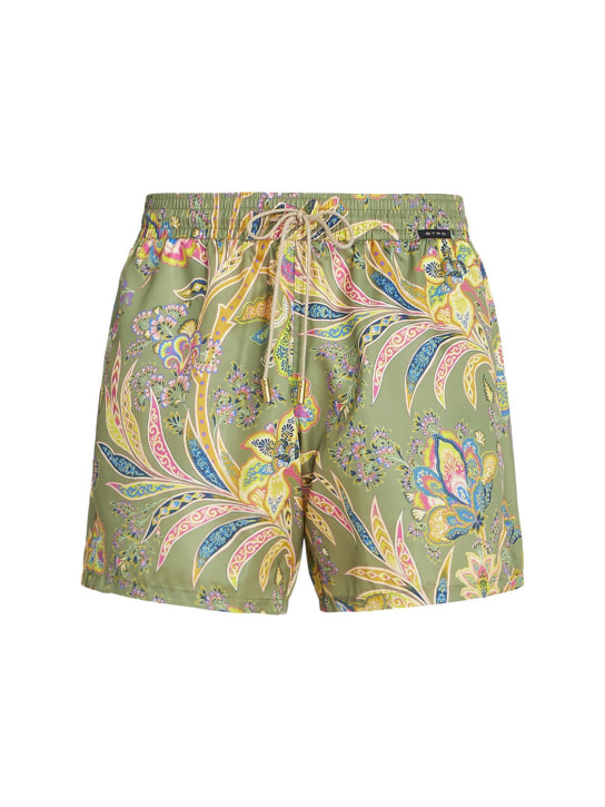 Etro: Flower print tech swim shorts - men_0 | Luisa Via Roma