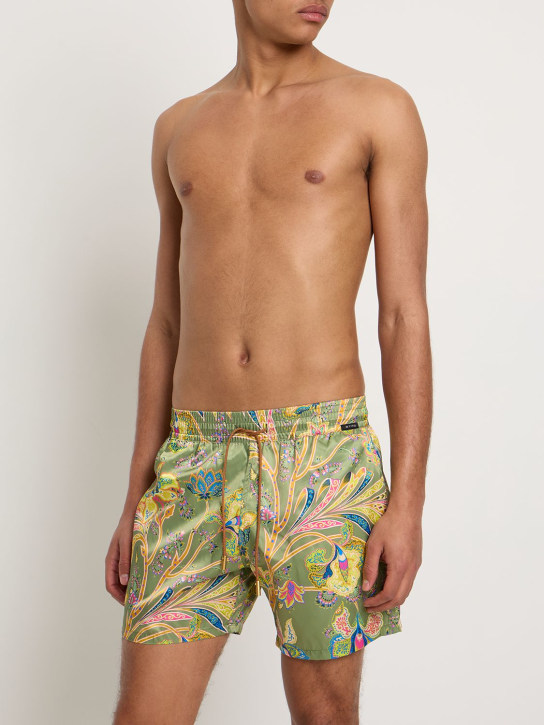 Etro: Flower print tech swim shorts - men_1 | Luisa Via Roma