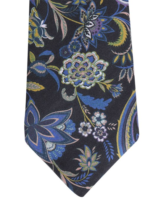 Etro: Flower print silk tie - men_1 | Luisa Via Roma