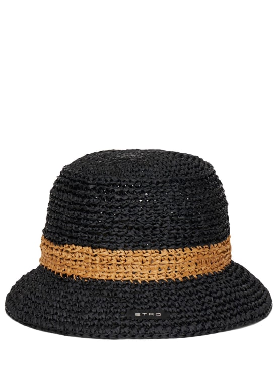 Etro: Hand-knitted viscose raffia bucket hat - men_0 | Luisa Via Roma
