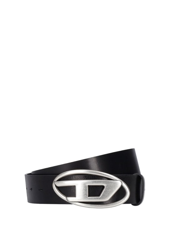 Diesel: 4cm D leather buckle belt - men_0 | Luisa Via Roma