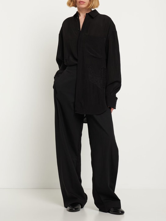 Gauchere: Chemise oversize en satin de viscose - Noir - women_1 | Luisa Via Roma