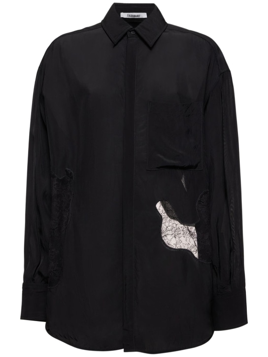 Gauchere: Chemise oversize en satin de viscose - Noir - women_0 | Luisa Via Roma