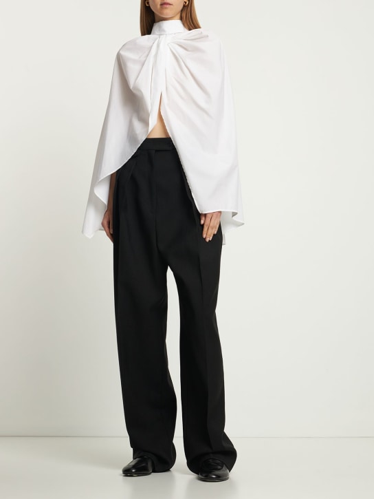 The Row: Aleida cotton poplin layered cape shirt - White - women_1 | Luisa Via Roma