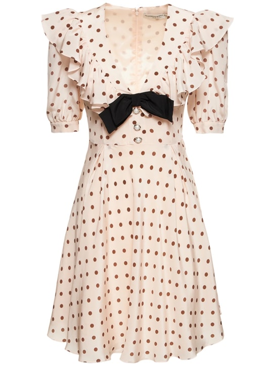 Alessandra Rich: Polka dot silk georgette bow mini dress - Cream - women_0 | Luisa Via Roma