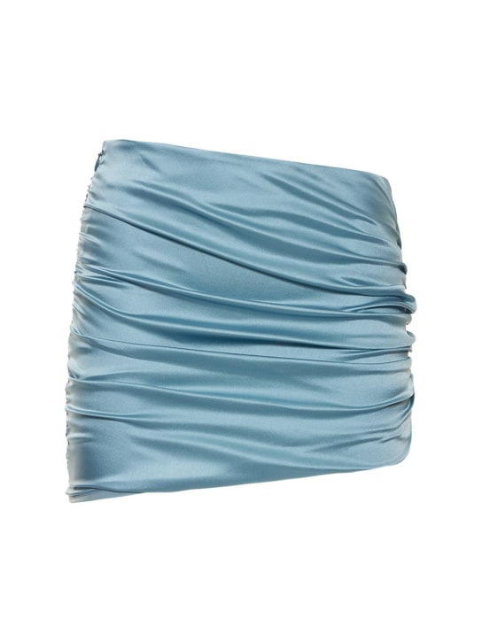 Alessandra Rich: Silk satin asymmetric mini skirt - Light Blue - women_0 | Luisa Via Roma