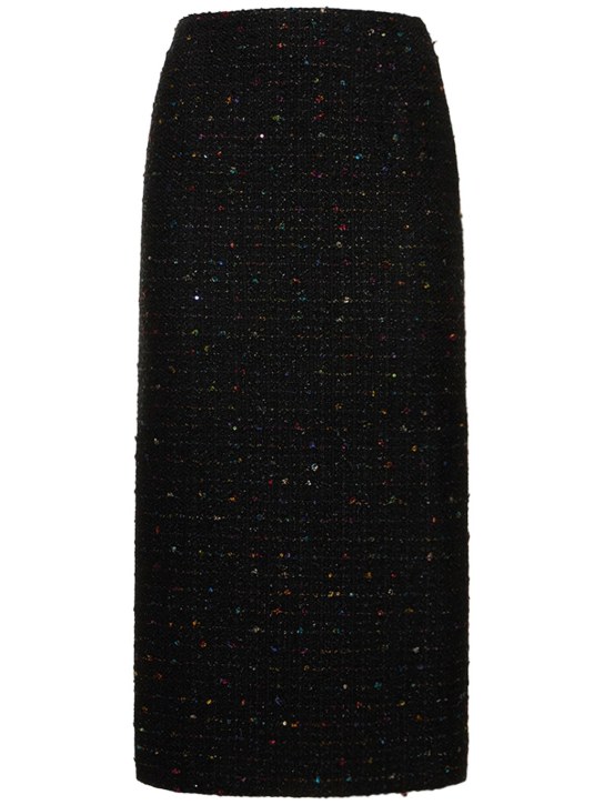 Alessandra Rich: Sequined tweed midi skirt - Black - women_0 | Luisa Via Roma