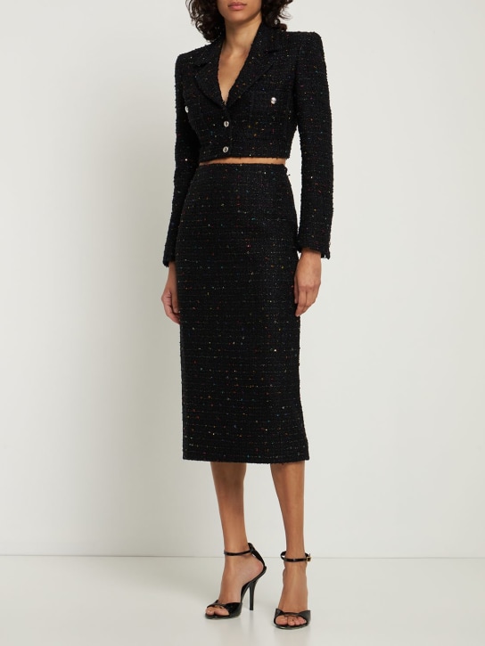 Alessandra Rich: Sequined tweed midi skirt - Black - women_1 | Luisa Via Roma