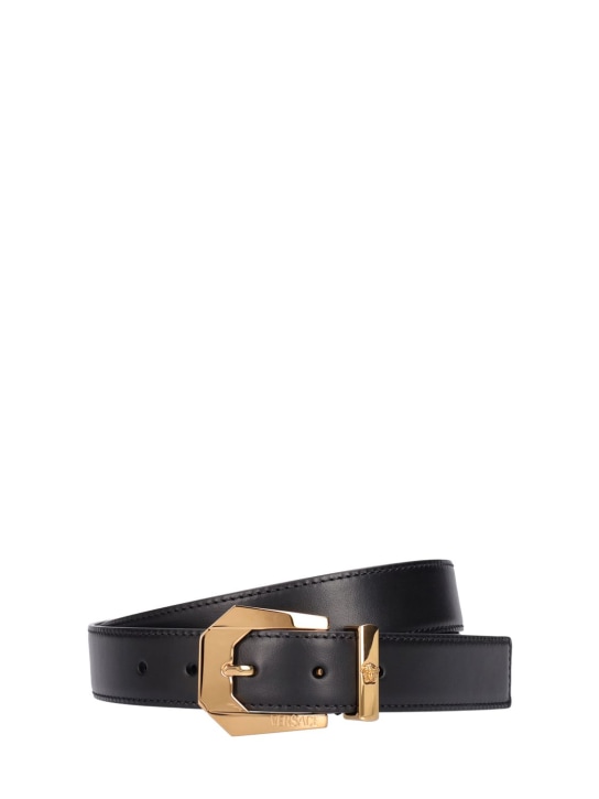 Versace: 3cm Medusa leather belt - men_0 | Luisa Via Roma