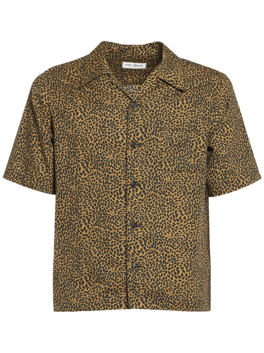 Saint Laurent: Hawaii cotton blend shirt - Black/Multi - men_0 | Luisa Via Roma