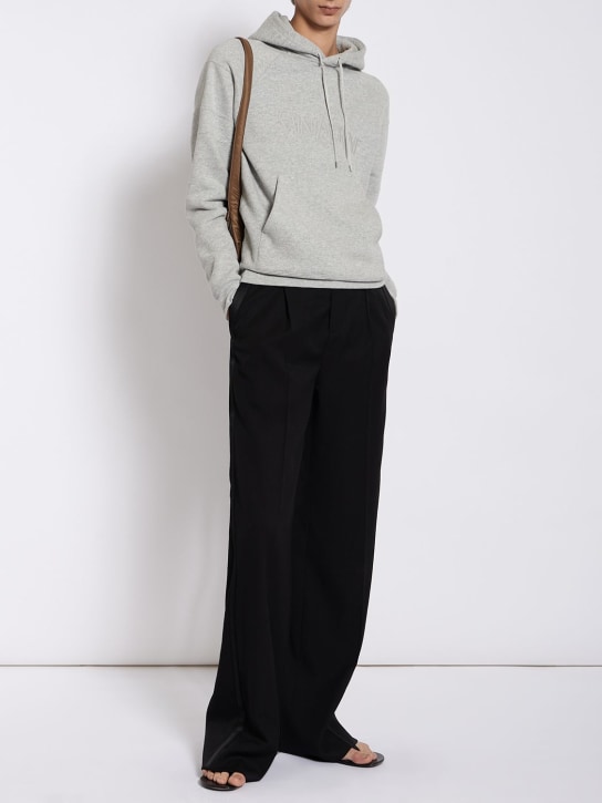 Saint Laurent: Embroidered hoodie - Gri - men_1 | Luisa Via Roma