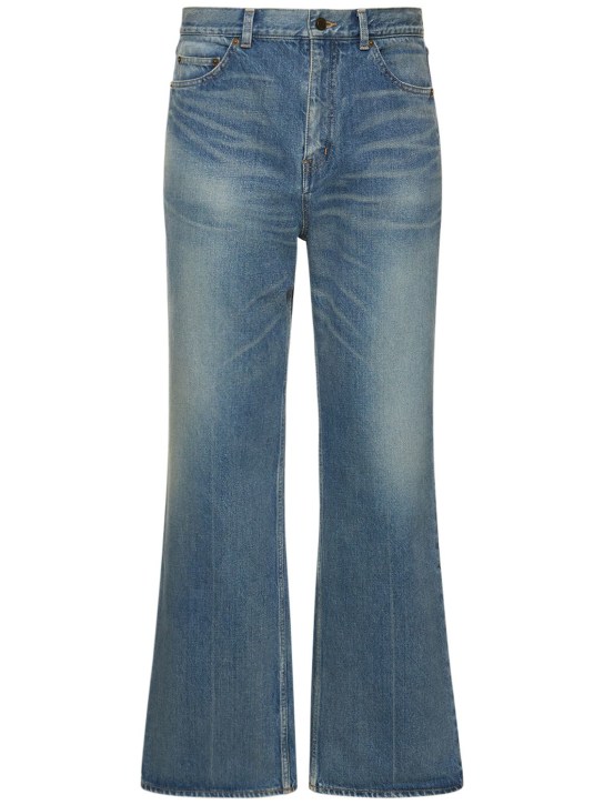 Saint Laurent: 70'S flared cotton jeans - Blue - men_0 | Luisa Via Roma