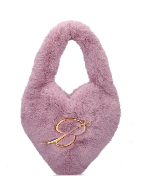 Blumarine: Heart faux fur top handle bag - women_0 | Luisa Via Roma