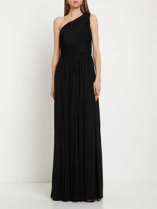 One-shoulder viscose chiffon dress - Thumbnail 2