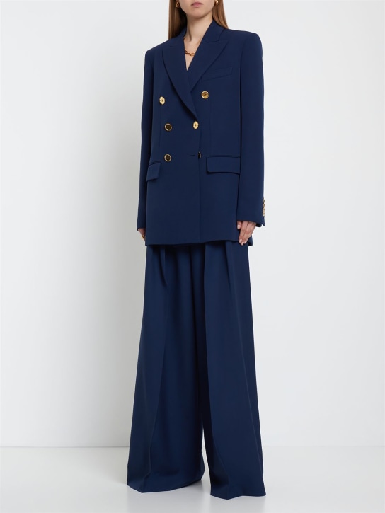 Michael Kors Collection: Double breasted gabardine blazer - Navy - women_1 | Luisa Via Roma