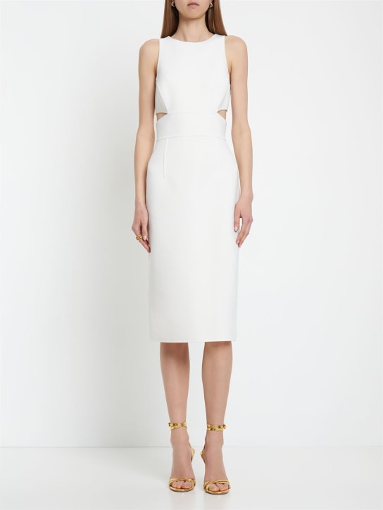 Michael Kors Collection: Wool blend crepe cutout midi dress - White - women_1 | Luisa Via Roma