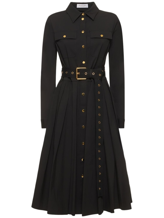 Michael Kors Collection: Cotton poplin belted midi shirt dress - women_0 | Luisa Via Roma