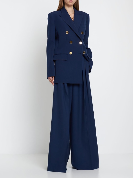 Michael Kors Collection: Wide wool gabardine pants - Navy - women_1 | Luisa Via Roma