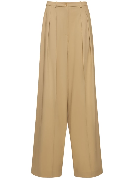 Michael Kors Collection: Serge wool high rise wide pants - Beige - women_0 | Luisa Via Roma