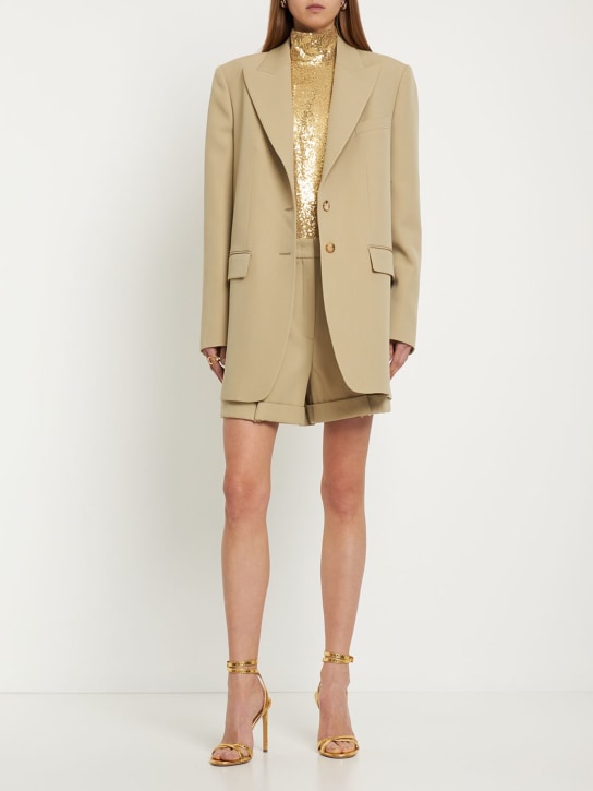 Michael Kors Collection: Blazer monopetto in serge di lana vergine - Beige - women_1 | Luisa Via Roma
