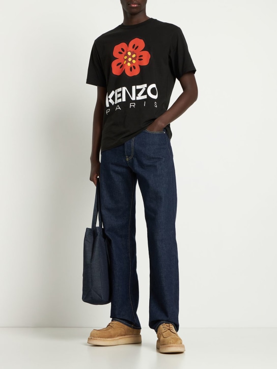 Kenzo Paris: Boke logo cotton jersey t-shirt - Siyah - men_1 | Luisa Via Roma