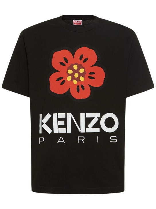 Kenzo Paris: BEDRUCKTES T-SHIRT AUS JERSEY „BOKE“ - Schwarz - men_0 | Luisa Via Roma